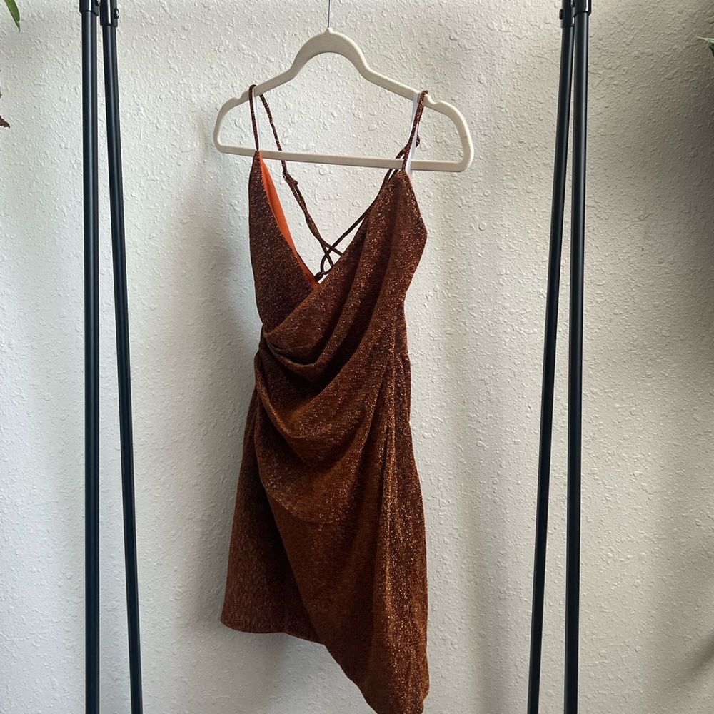 Superdown glitter wrap style dress